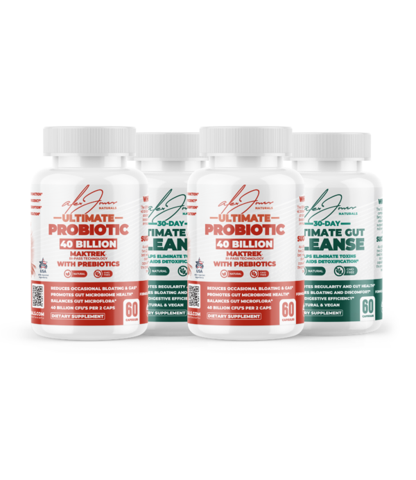 (2 Bottles Each) Ultimate 40-Probiotic & 30-Day Gut Cleanse Combo Pack