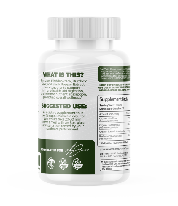 (2-Pack) Ultimate Seamoss Capsules With Bladderwrack & Burdock Root - Image 4